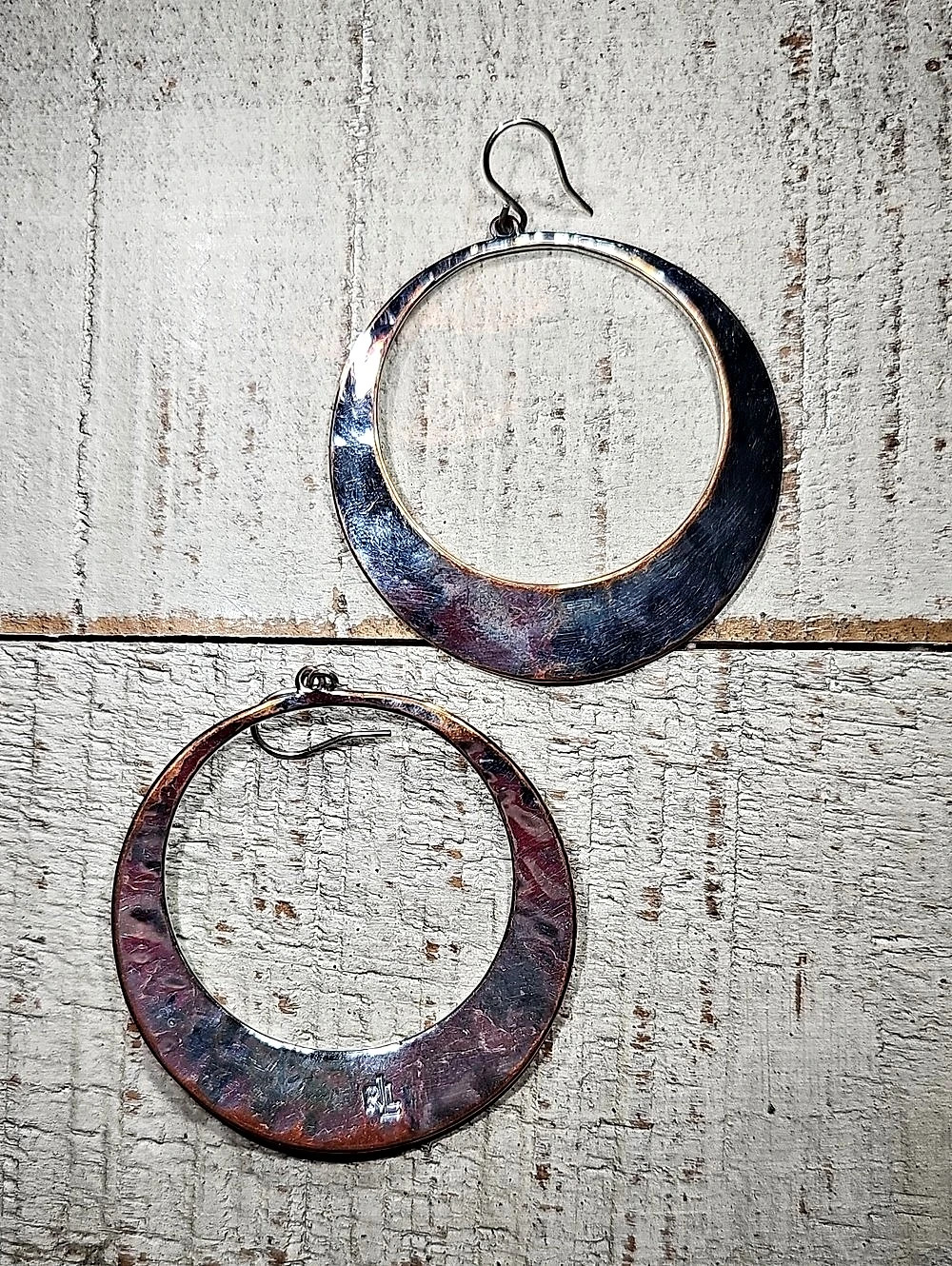 Vintage ✨️ Lauren Ralph Lauren Hammered Crescent Moon Hoop Earrings RLL